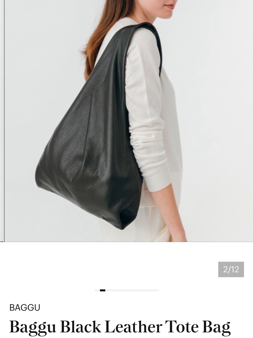 Baggu Original Black Shopper Leather Tote Bag